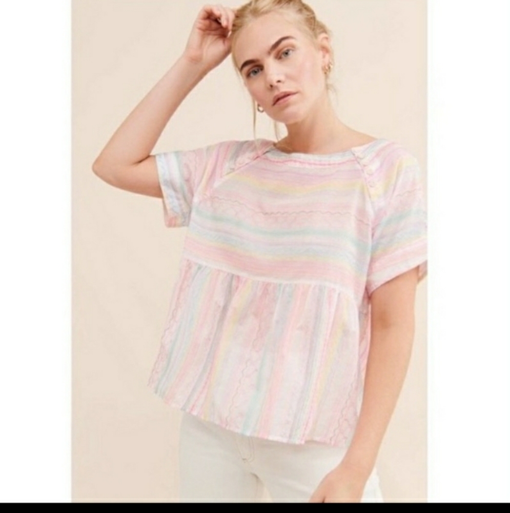 NWT Anthropologie Letty colorful embroidered top